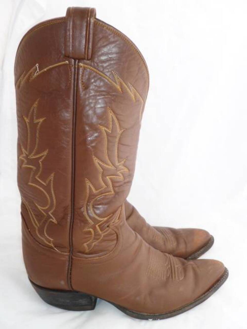 TONY LAMA 6284 USED BROWN MEN'S 10 D LEATHER KNEE HIGH RIDING COWBOY BOOTS/SHOES